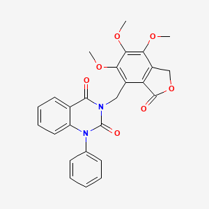 1-phenyl-3-[(5,6,7-trimethoxy-3-oxo-1,3-dihydro-2-benzofuran-4-yl)methyl]quinazoline-2,4(1H,3H)-dione