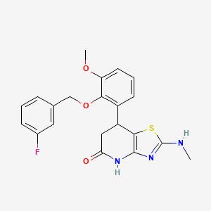 molecular formula C21H20FN3O3S B11474248 7-{2-[(3-Fluorobenzyl)oxy]-3-methoxyphenyl}-2-(methylamino)-6,7-dihydro[1,3]thiazolo[4,5-b]pyridin-5-ol 