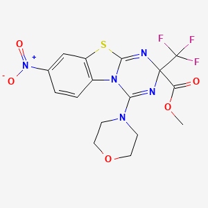 molecular formula C16H14F3N5O5S B11474255 methyl 4-morpholino-8-nitro-2-(trifluoromethyl)-2H-[1,3,5]triazino[2,1-b][1,3]benzothiazole-2-carboxylate CAS No. 885440-18-6