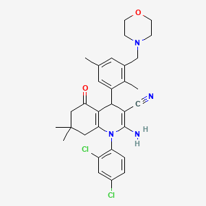 molecular formula C31H34Cl2N4O2 B11474264 2-Amino-1-(2,4-dichlorophenyl)-4-[2,5-dimethyl-3-(morpholin-4-ylmethyl)phenyl]-7,7-dimethyl-5-oxo-1,4,5,6,7,8-hexahydroquinoline-3-carbonitrile 