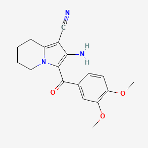 molecular formula C18H19N3O3 B11474287 2-Amino-3-[(3,4-dimethoxyphenyl)carbonyl]-5,6,7,8-tetrahydroindolizine-1-carbonitrile 