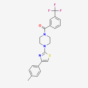 molecular formula C22H20F3N3OS B11474297 1-[4-(4-Methylphenyl)-1,3-thiazol-2-YL]-4-[3-(trifluoromethyl)benzoyl]piperazine 