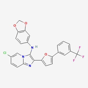 molecular formula C25H15ClF3N3O3 B11474302 N-(1,3-benzodioxol-5-yl)-6-chloro-2-{5-[3-(trifluoromethyl)phenyl]furan-2-yl}imidazo[1,2-a]pyridin-3-amine 