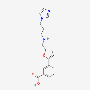 molecular formula C18H19N3O3 B11474354 3-[5-({[3-(1H-imidazol-1-yl)propyl]amino}methyl)-2-furyl]benzoic acid 