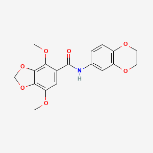 molecular formula C18H17NO7 B11474384 N-(2,3-dihydro-1,4-benzodioxin-6-yl)-4,7-dimethoxy-1,3-benzodioxole-5-carboxamide 