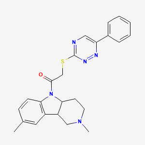 1-(2,8-dimethyl-1,2,3,4,4a,9b-hexahydro-5H-pyrido[4,3-b]indol-5-yl)-2-[(6-phenyl-1,2,4-triazin-3-yl)sulfanyl]ethanone