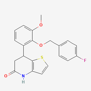 molecular formula C21H18FNO3S B11474397 7-{2-[(4-fluorobenzyl)oxy]-3-methoxyphenyl}-6,7-dihydrothieno[3,2-b]pyridin-5(4H)-one 