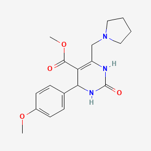 molecular formula C18H23N3O4 B11474401 methyl 4-(4-methoxyphenyl)-2-oxo-6-(pyrrolidin-1-ylmethyl)-3,4-dihydro-1H-pyrimidine-5-carboxylate 