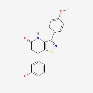 molecular formula C20H18N2O3S B11474467 7-(3-Methoxyphenyl)-3-(4-methoxyphenyl)-6,7-dihydro[1,2]thiazolo[4,5-b]pyridin-5-ol 