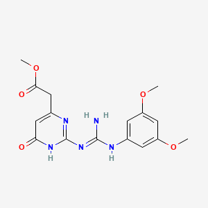 molecular formula C16H19N5O5 B11474487 methyl {2-[N'-(3,5-dimethoxyphenyl)carbamimidamido]-6-hydroxypyrimidin-4-yl}acetate 