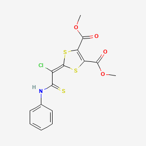 molecular formula C15H12ClNO4S3 B11474504 Dimethyl 2-[1-chloro-2-(phenylamino)-2-thioxoethylidene]-1,3-dithiole-4,5-dicarboxylate 