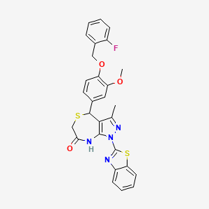 1-(1,3-benzothiazol-2-yl)-4-{4-[(2-fluorobenzyl)oxy]-3-methoxyphenyl}-3-methyl-4,8-dihydro-1H-pyrazolo[3,4-e][1,4]thiazepin-7(6H)-one