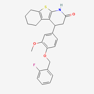 molecular formula C25H24FNO3S B11474549 4-{4-[(2-fluorobenzyl)oxy]-3-methoxyphenyl}-3,4,5,6,7,8-hexahydro[1]benzothieno[2,3-b]pyridin-2(1H)-one 