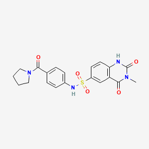 molecular formula C20H20N4O5S B11474594 3-methyl-2,4-dioxo-N-[4-(pyrrolidin-1-ylcarbonyl)phenyl]-1,2,3,4-tetrahydroquinazoline-6-sulfonamide 