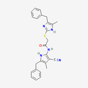 molecular formula C26H25N5OS B11474606 N-(5-benzyl-3-cyano-4-methyl-1H-pyrrol-2-yl)-2-[(5-benzyl-4-methyl-1H-imidazol-2-yl)sulfanyl]acetamide 