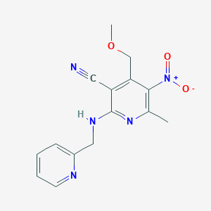 4-(Methoxymethyl)-6-methyl-5-nitro-2-[(pyridin-2-ylmethyl)amino]pyridine-3-carbonitrile