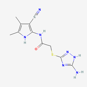 2-[(3-amino-1H-1,2,4-triazol-5-yl)sulfanyl]-N-(3-cyano-4,5-dimethyl-1H-pyrrol-2-yl)acetamide