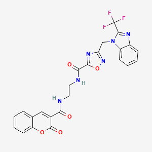 N-(2-{[(2-oxo-2H-chromen-3-yl)carbonyl]amino}ethyl)-3-{[2-(trifluoromethyl)-1H-benzimidazol-1-yl]methyl}-1,2,4-oxadiazole-5-carboxamide