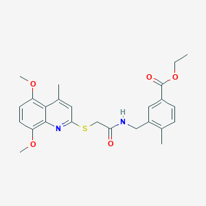 Ethyl 3-[({[(5,8-dimethoxy-4-methylquinolin-2-yl)sulfanyl]acetyl}amino)methyl]-4-methylbenzoate