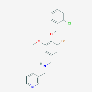 molecular formula C21H20BrClN2O2 B11474730 1-{3-bromo-4-[(2-chlorobenzyl)oxy]-5-methoxyphenyl}-N-(pyridin-3-ylmethyl)methanamine 