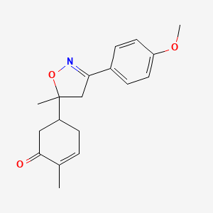 molecular formula C18H21NO3 B11474733 5-[3-(4-Methoxyphenyl)-5-methyl-4,5-dihydro-1,2-oxazol-5-yl]-2-methylcyclohex-2-en-1-one 