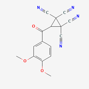 molecular formula C16H10N4O3 B11474741 3-[(3,4-Dimethoxyphenyl)carbonyl]cyclopropane-1,1,2,2-tetracarbonitrile 