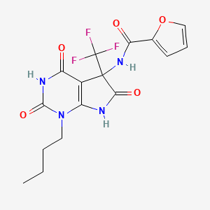 molecular formula C16H15F3N4O5 B11474839 N-[1-butyl-4-hydroxy-2,6-dioxo-5-(trifluoromethyl)-2,5,6,7-tetrahydro-1H-pyrrolo[2,3-d]pyrimidin-5-yl]furan-2-carboxamide 