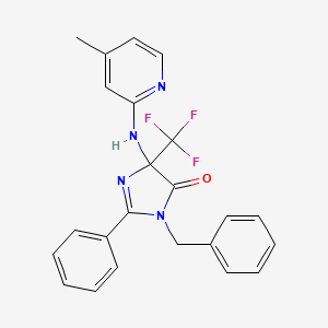 molecular formula C23H19F3N4O B11474847 3-benzyl-5-[(4-methylpyridin-2-yl)amino]-2-phenyl-5-(trifluoromethyl)-3,5-dihydro-4H-imidazol-4-one 