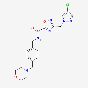 molecular formula C19H21ClN6O3 B11474858 3-[(4-chloro-1H-pyrazol-1-yl)methyl]-N-[4-(morpholin-4-ylmethyl)benzyl]-1,2,4-oxadiazole-5-carboxamide 