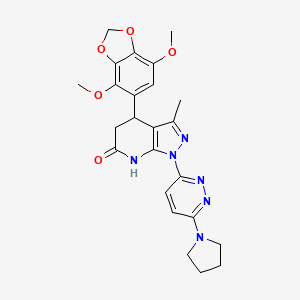 4-(4,7-dimethoxy-1,3-benzodioxol-5-yl)-3-methyl-1-[6-(pyrrolidin-1-yl)pyridazin-3-yl]-1,4,5,7-tetrahydro-6H-pyrazolo[3,4-b]pyridin-6-one