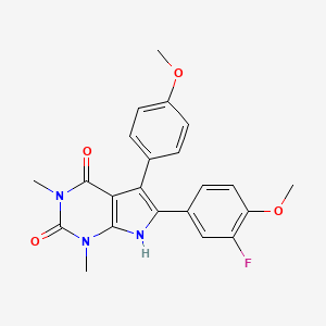 molecular formula C22H20FN3O4 B11474884 6-(3-fluoro-4-methoxyphenyl)-5-(4-methoxyphenyl)-1,3-dimethyl-1H-pyrrolo[2,3-d]pyrimidine-2,4(3H,7H)-dione 