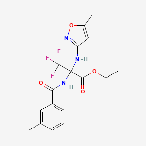 Propanoic acid, 3,3,3-trifluoro-2-[(3-methylbenzoyl)amino]-2-[(5-methyl-3-isoxazolyl)amino]-, ethyl ester