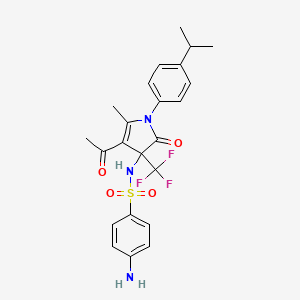 molecular formula C23H24F3N3O4S B11474904 N-{4-acetyl-5-methyl-2-oxo-1-[4-(propan-2-yl)phenyl]-3-(trifluoromethyl)-2,3-dihydro-1H-pyrrol-3-yl}-4-aminobenzenesulfonamide 