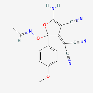 [5-amino-4-cyano-2-{[(1E)-ethylideneamino]oxy}-2-(4-methoxyphenyl)furan-3(2H)-ylidene]propanedinitrile