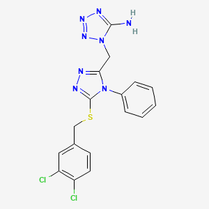 molecular formula C17H14Cl2N8S B11474919 1-({5-[(3,4-dichlorobenzyl)sulfanyl]-4-phenyl-4H-1,2,4-triazol-3-yl}methyl)-1H-tetrazol-5-amine 