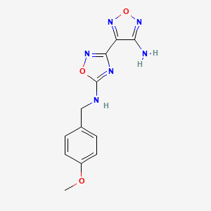 molecular formula C12H12N6O3 B11474926 1,2,4-Oxadiazol-5-amine, 3-(4-amino-1,2,5-oxadiazol-3-yl)-N-[(4-methoxyphenyl)methyl]- 