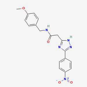 molecular formula C18H17N5O4 B11474933 N-(4-methoxybenzyl)-2-[3-(4-nitrophenyl)-1H-1,2,4-triazol-5-yl]acetamide 