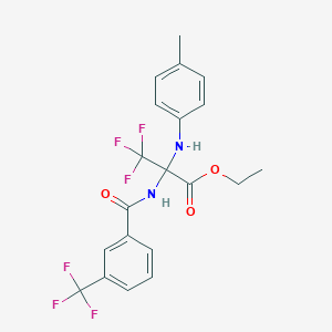 molecular formula C20H18F6N2O3 B11474950 Ethyl 3,3,3-trifluoro-2-[(4-methylphenyl)amino]-2-{[3-(trifluoromethyl)phenyl]formamido}propanoate 