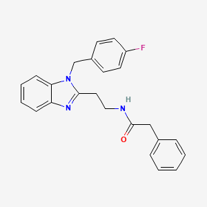 molecular formula C24H22FN3O B11474999 N-{2-[1-(4-fluorobenzyl)-1H-benzimidazol-2-yl]ethyl}-2-phenylacetamide 