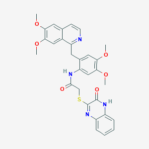 N-{2-[(6,7-dimethoxyisoquinolin-1-yl)methyl]-4,5-dimethoxyphenyl}-2-[(3-oxo-3,4-dihydroquinoxalin-2-yl)sulfanyl]acetamide