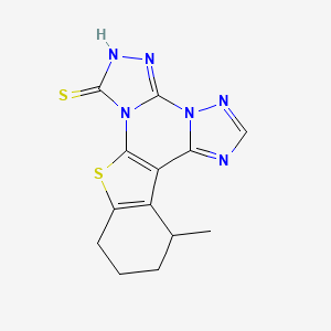 molecular formula C13H12N6S2 B11475008 14-methyl-19-thia-2,4,5,7,8,10-hexazapentacyclo[10.7.0.02,6.07,11.013,18]nonadeca-1(12),5,8,10,13(18)-pentaene-3-thione 