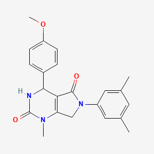 molecular formula C22H23N3O3 B11475015 6-(3,5-dimethylphenyl)-4-(4-methoxyphenyl)-1-methyl-3,4,6,7-tetrahydro-1H-pyrrolo[3,4-d]pyrimidine-2,5-dione 