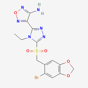 4-(5-{[(6-bromo-1,3-benzodioxol-5-yl)methyl]sulfonyl}-4-ethyl-4H-1,2,4-triazol-3-yl)-1,2,5-oxadiazol-3-amine