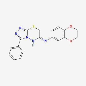 molecular formula C18H15N5O2S B11475039 N-(2,3-dihydro-1,4-benzodioxin-6-yl)-3-phenyl-7H-[1,2,4]triazolo[3,4-b][1,3,4]thiadiazin-6-amine 