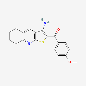 molecular formula C19H18N2O2S B11475055 2-[(4-Methoxyphenyl)carbonyl]-5H,6H,7H,8H-thieno[2,3-b]quinolin-3-amine 