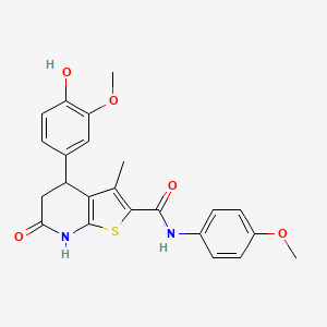 molecular formula C23H22N2O5S B11475077 4-(4-hydroxy-3-methoxyphenyl)-N-(4-methoxyphenyl)-3-methyl-6-oxo-4,5,6,7-tetrahydrothieno[2,3-b]pyridine-2-carboxamide 