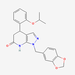 molecular formula C23H23N3O4 B11475079 1-(1,3-benzodioxol-5-ylmethyl)-4-(2-isopropoxyphenyl)-1,4,5,7-tetrahydro-6H-pyrazolo[3,4-b]pyridin-6-one 