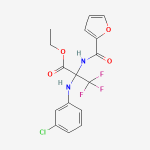 Propanoic acid, 2-[(3-chlorophenyl)amino]-3,3,3-trifluoro-2-[(2-furanylcarbonyl)amino]-, ethyl ester