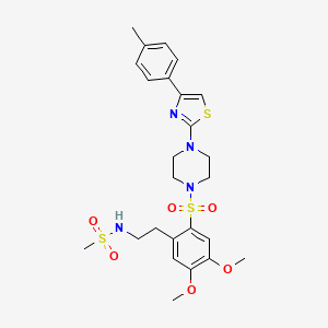 N-{2-[4,5-dimethoxy-2-({4-[4-(4-methylphenyl)-1,3-thiazol-2-yl]piperazin-1-yl}sulfonyl)phenyl]ethyl}methanesulfonamide