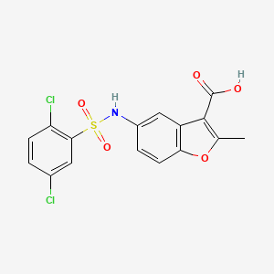 molecular formula C16H11Cl2NO5S B11475145 5-{[(2,5-Dichlorophenyl)sulfonyl]amino}-2-methyl-1-benzofuran-3-carboxylic acid 